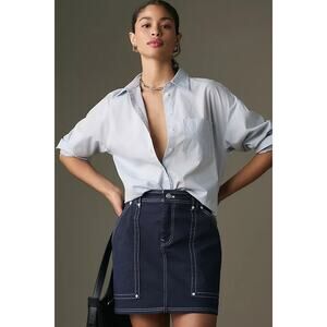 Pilcro x Anthropologie Carpenter High Waisted Mini Skirt Women's US 14 Navy Blue